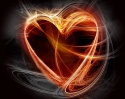Heart on fire over black and white background