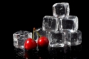Ice cube with cherries